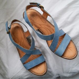 Born Blue Strappy Leather Sandals